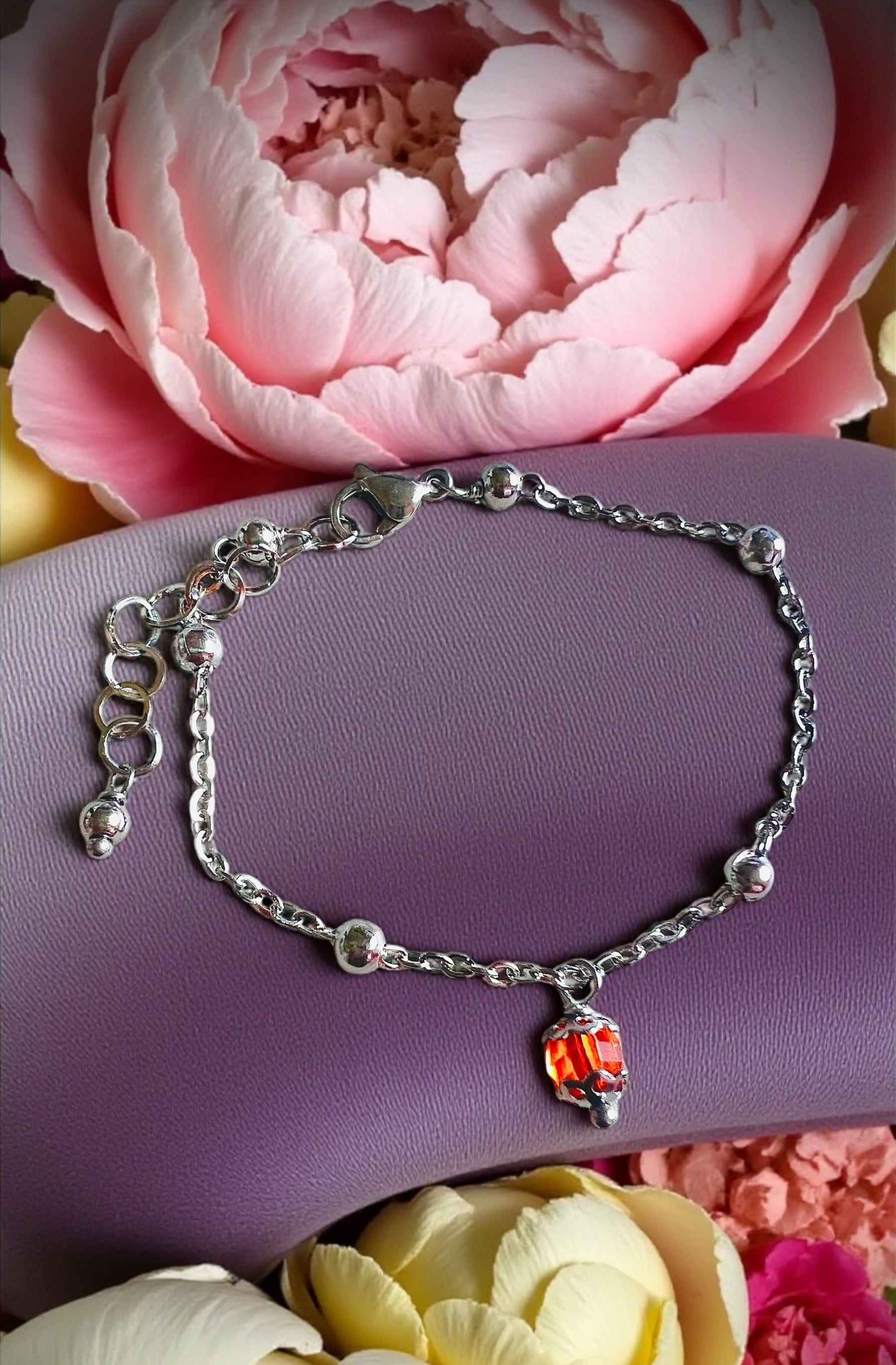 Bracciale in Acciaio con Cristallo arancione