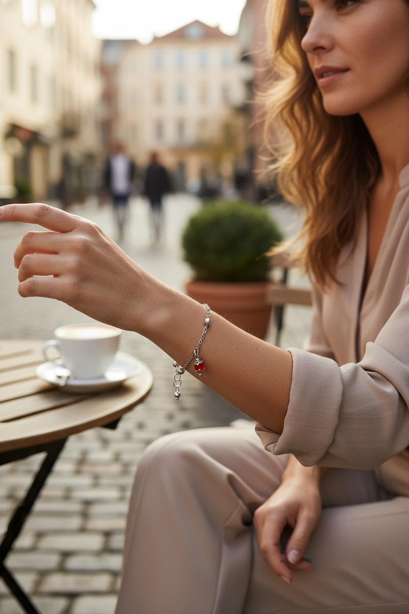 Bracciale in Acciaio con Cristallo arancione