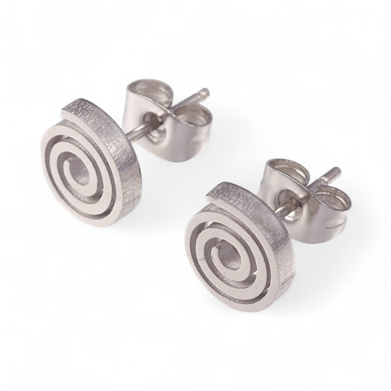 Orecchini a lobo in acciaio a spirale