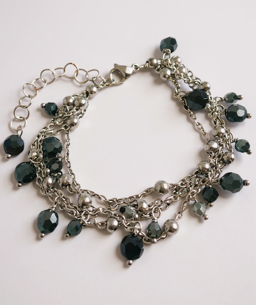 Bracciale multi strano in acciaio e cristalli Swarovski
