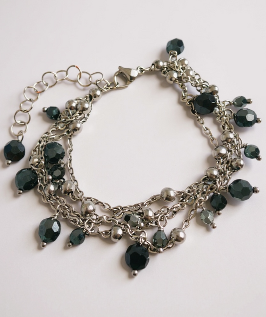 Bracciale multi strano in acciaio e cristalli Swarovski
