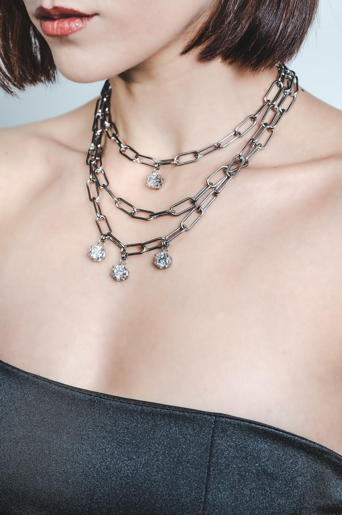 Girocollo in acciaio e moissanite