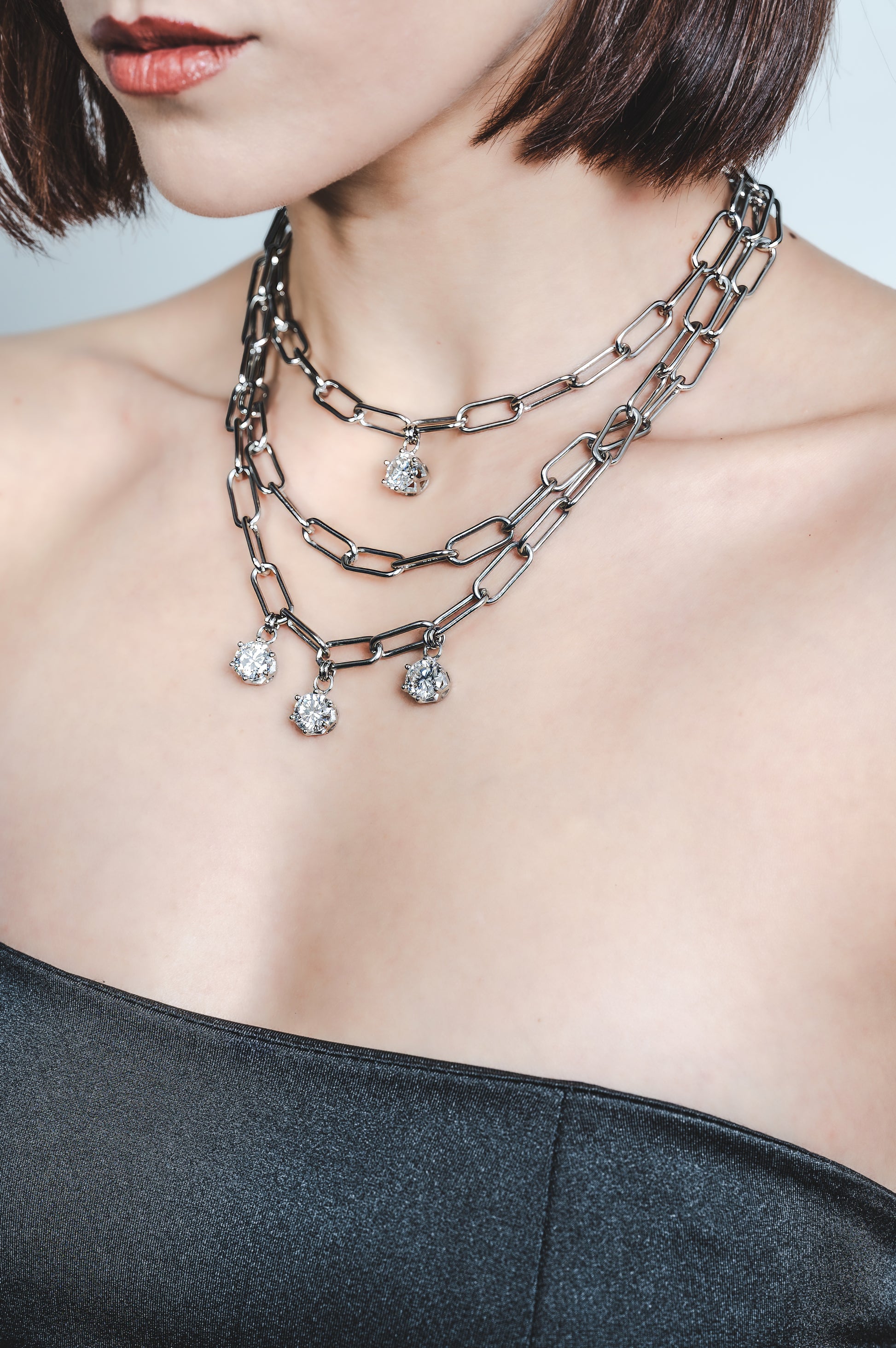 Girocollo in acciaio e moissanite