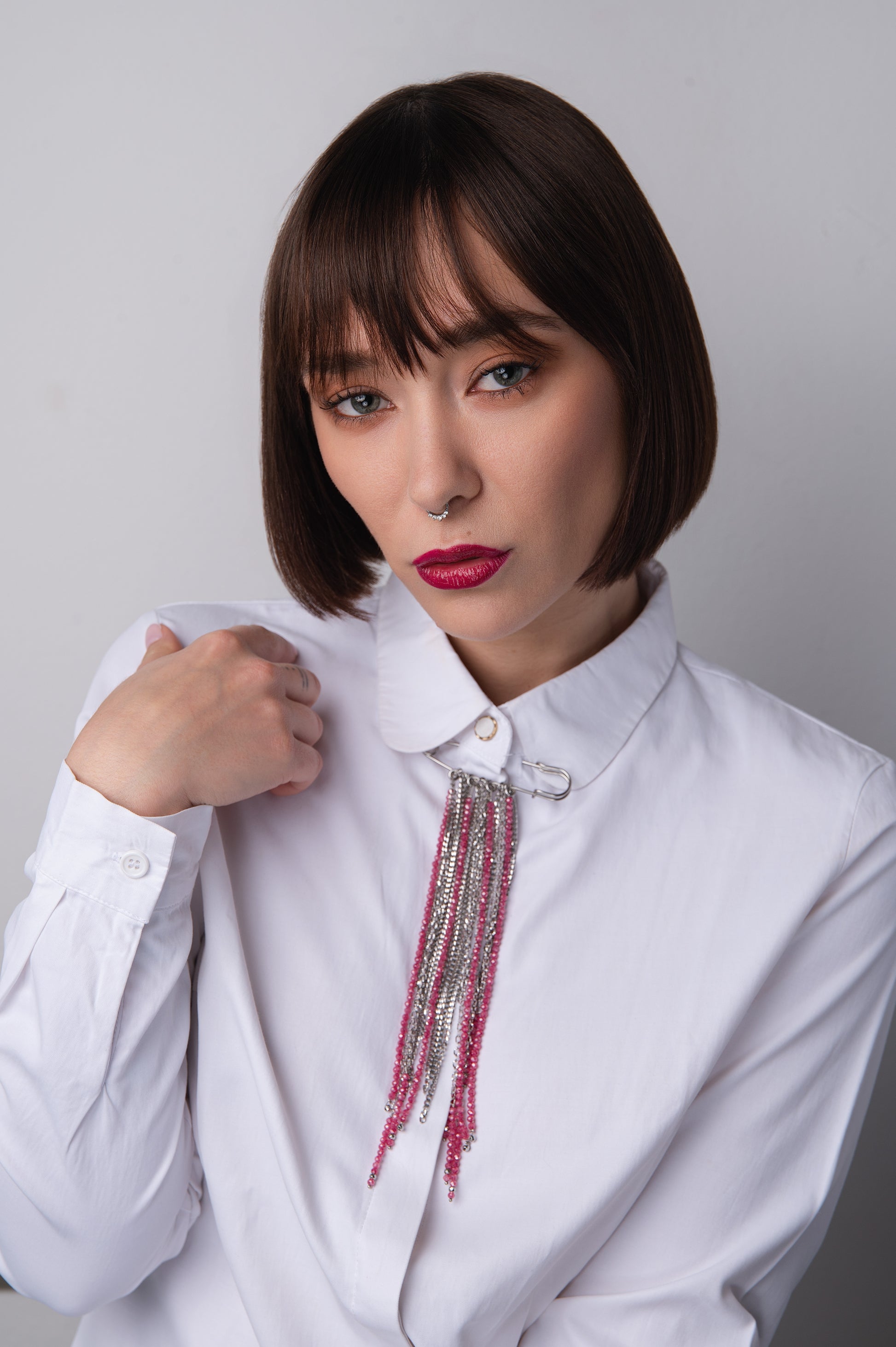 Spilla Glam Pink Cascade  in acciaio e zirconi firmata Vizio Gioielli