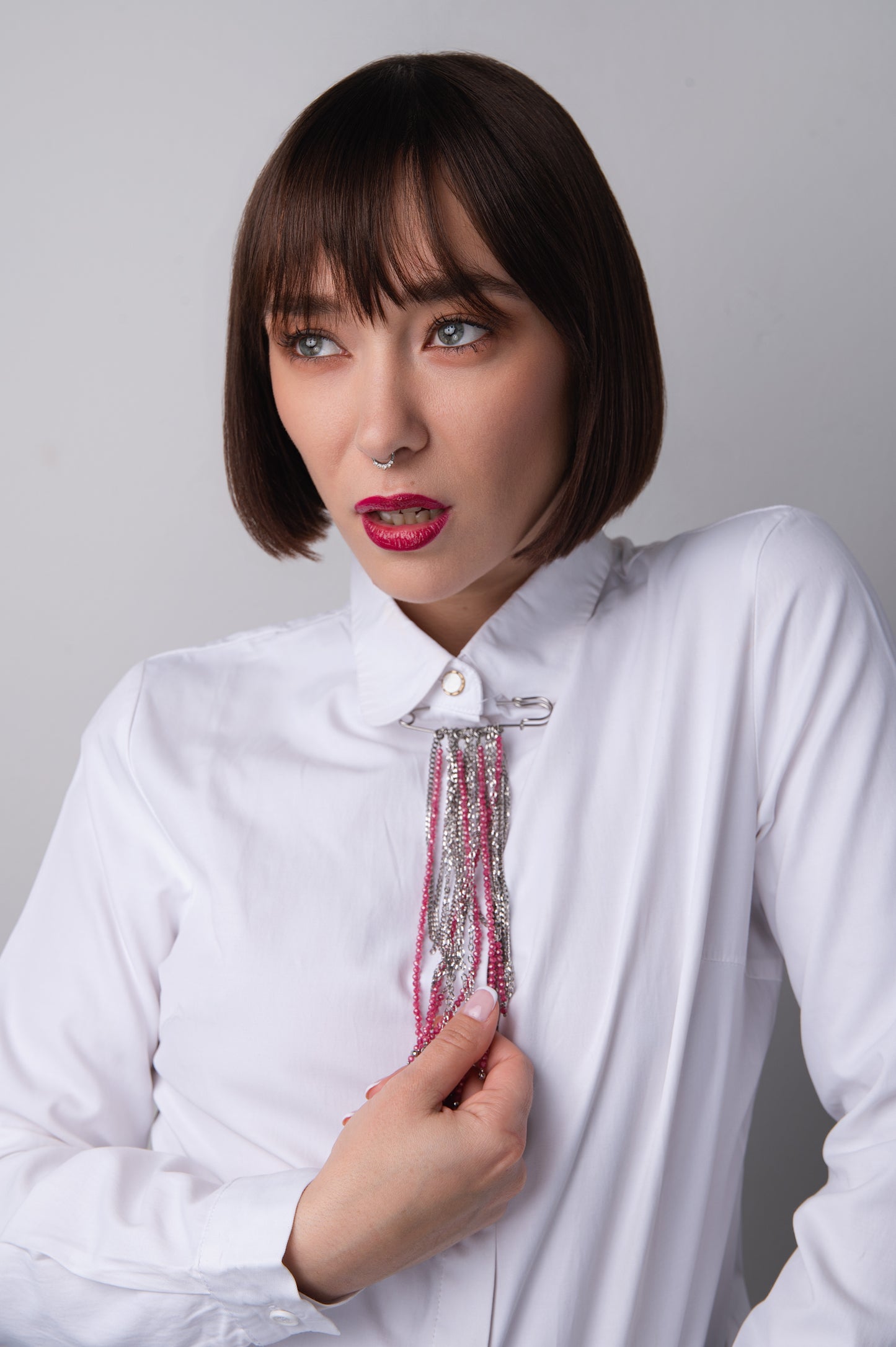 Spilla Glam Pink Cascade  in acciaio e zirconi firmata Vizio Gioielli