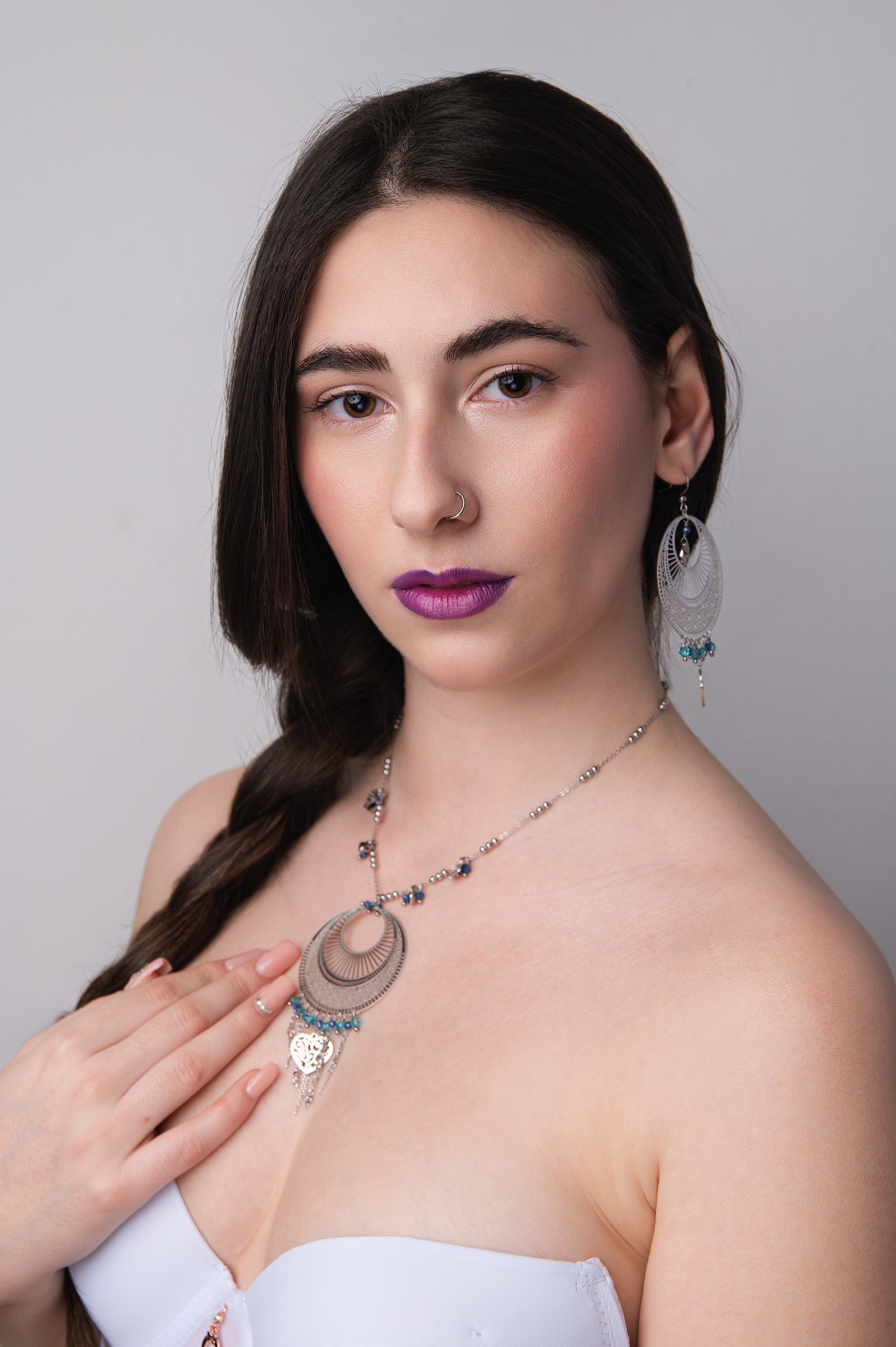 Collana Ibiza Mandala – Blu e mono orecchino in acciaio, zirconi e cristalli firmati Vizio Gioielli 