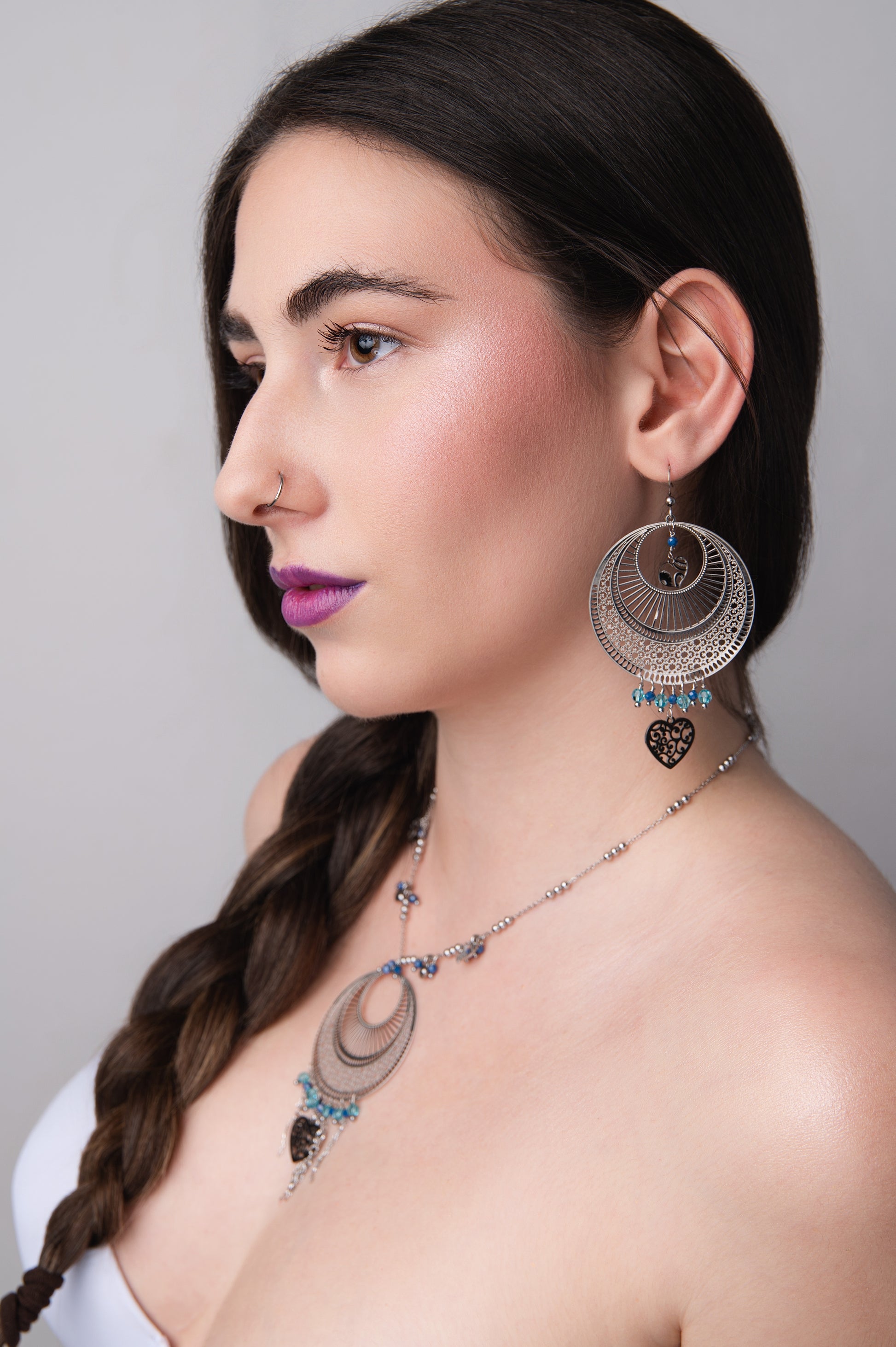 Collana Ibiza Mandala – Blu e mono orecchino in acciaio, zirconi e cristalli firmati Vizio Gioielli 