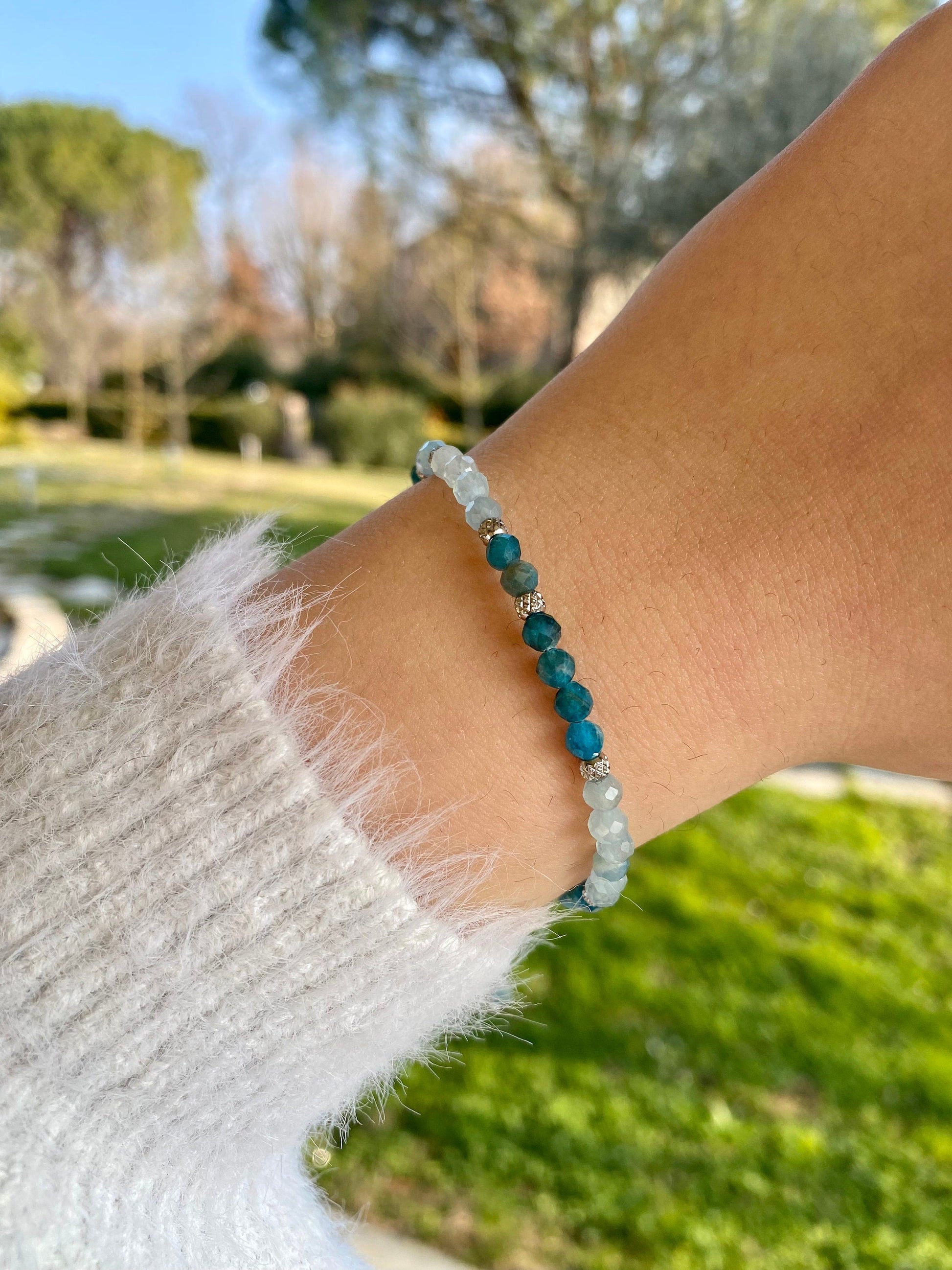 Bracciale in acciaio e pietre naturali