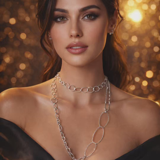 Collana Musa Trisversale – Collana lunga in acciaio con ciondoli agganciabili firmata Vizio Gioielli